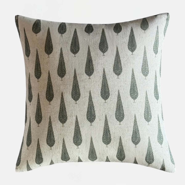 Light Green Pine Tree Print Cushion - Uneeka