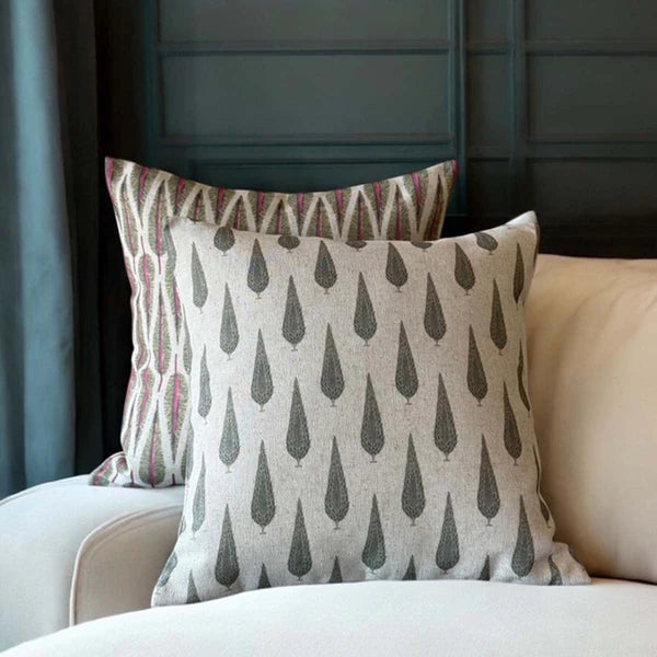 Light Green Pine Tree Print Cushion - Uneeka