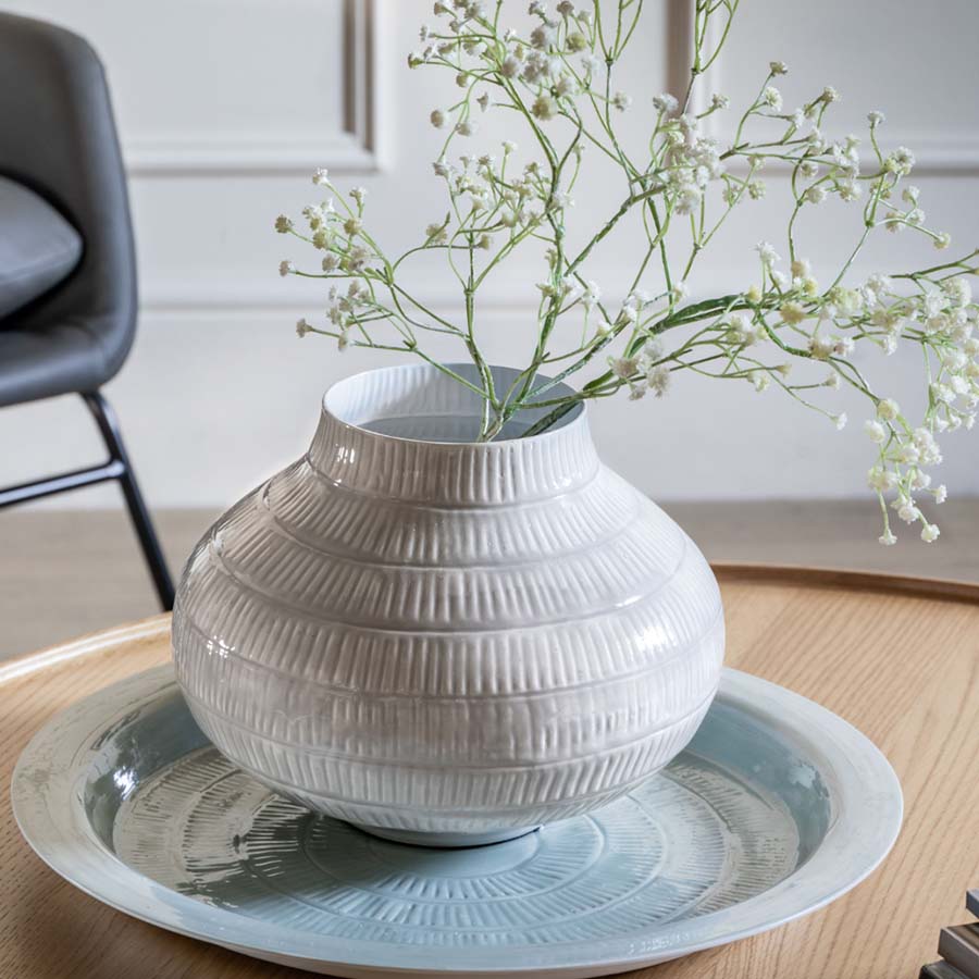 Light Grey Textured Round Vase