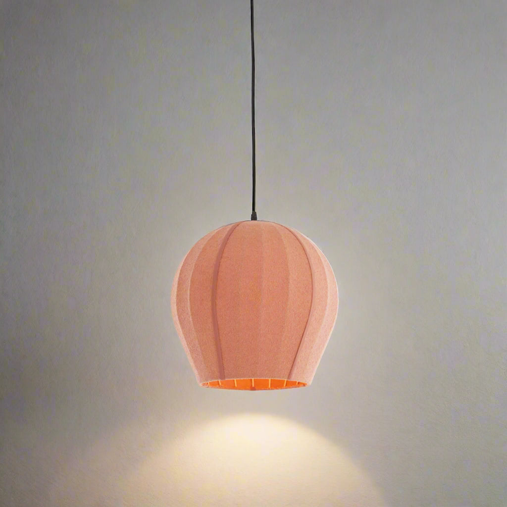 Light Pink Bouclé Textured Bell Pendant - Uneeka Lighting
