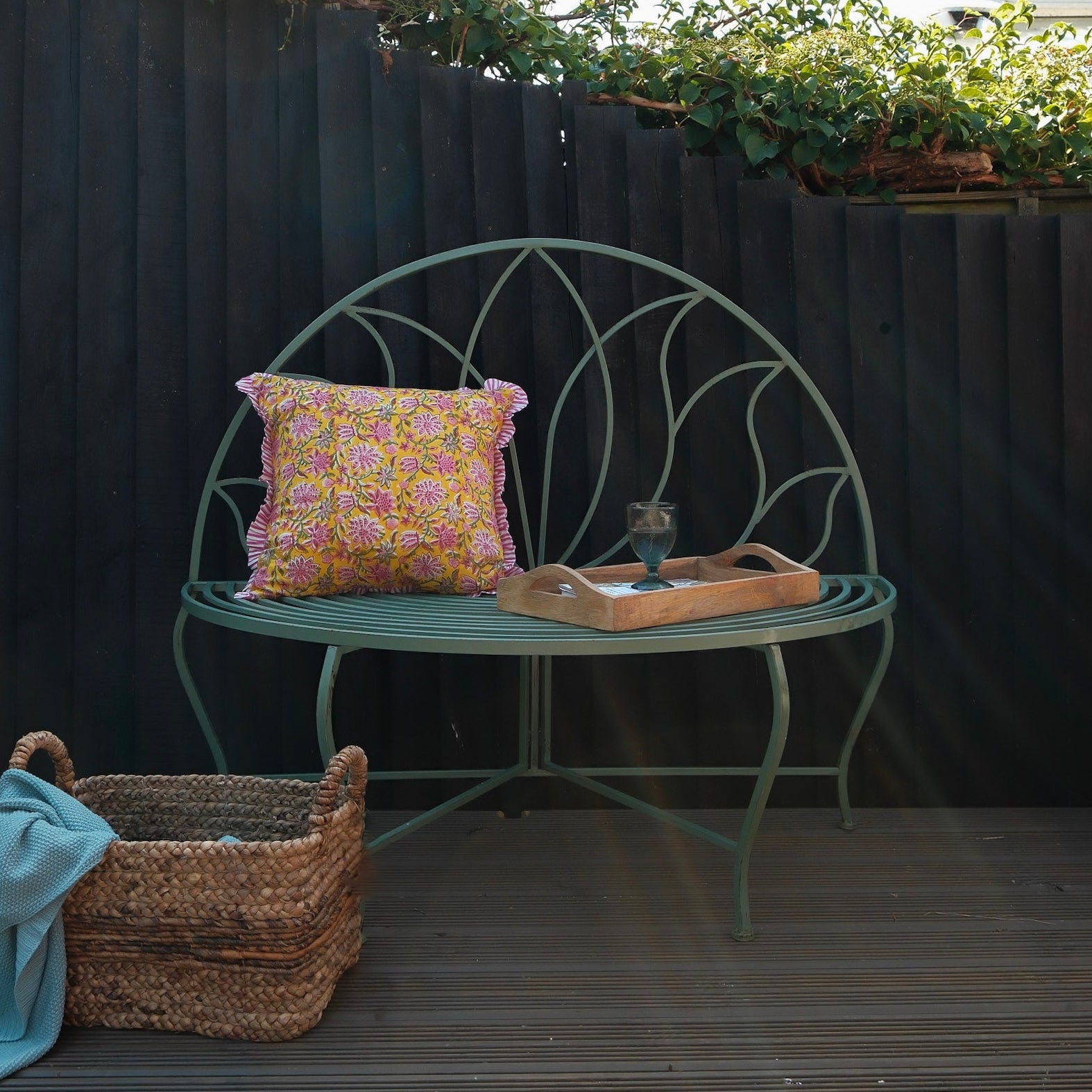 Light Blue Semi-Circle Petal Outdoor Bench - 9797 - Uneeka