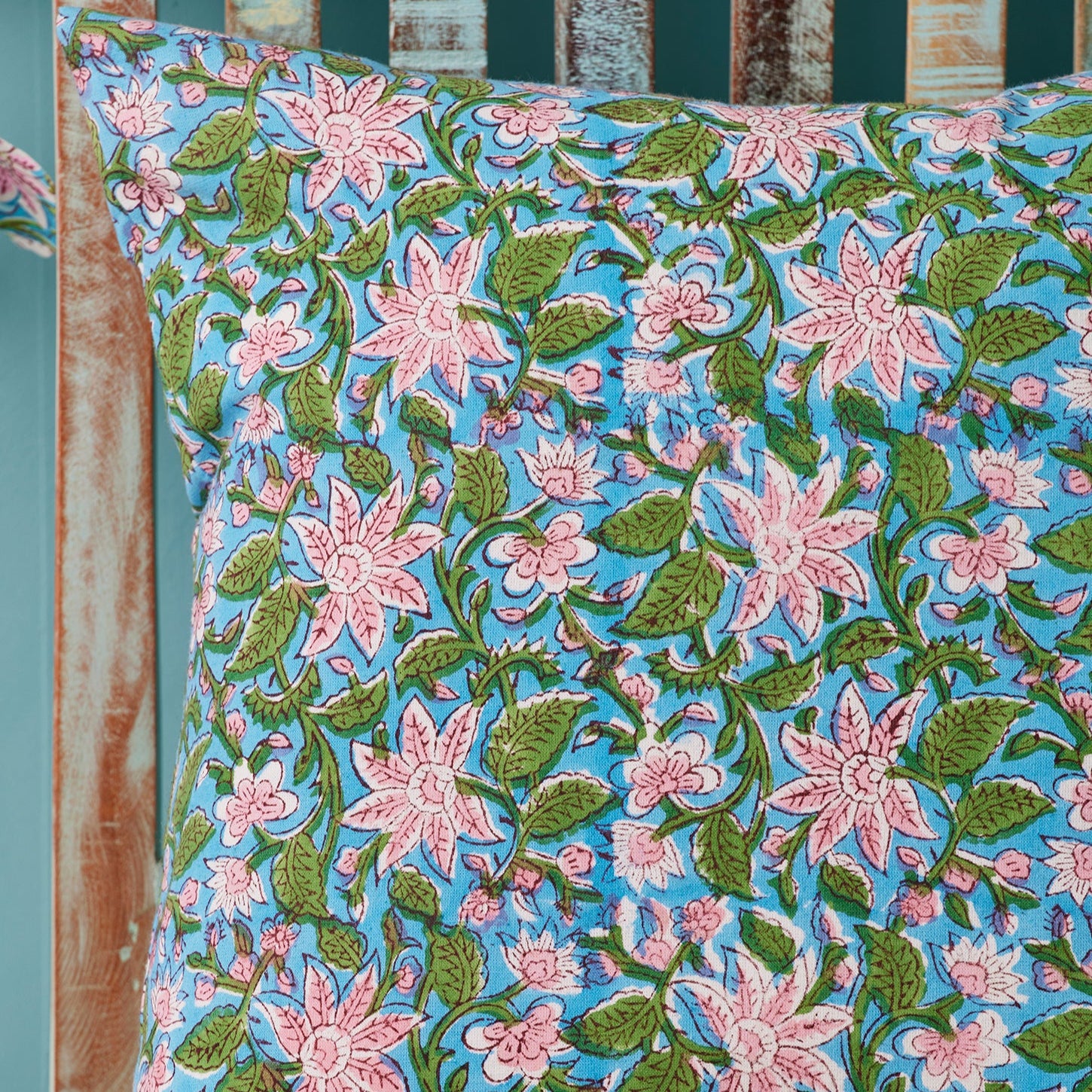 Lily Flower Block Print Cushion - CC502 - Uneeka