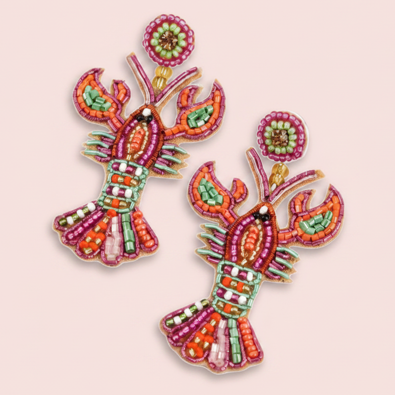 Lobster Beaded Drop Earrings - EAR1269 - Uneeka