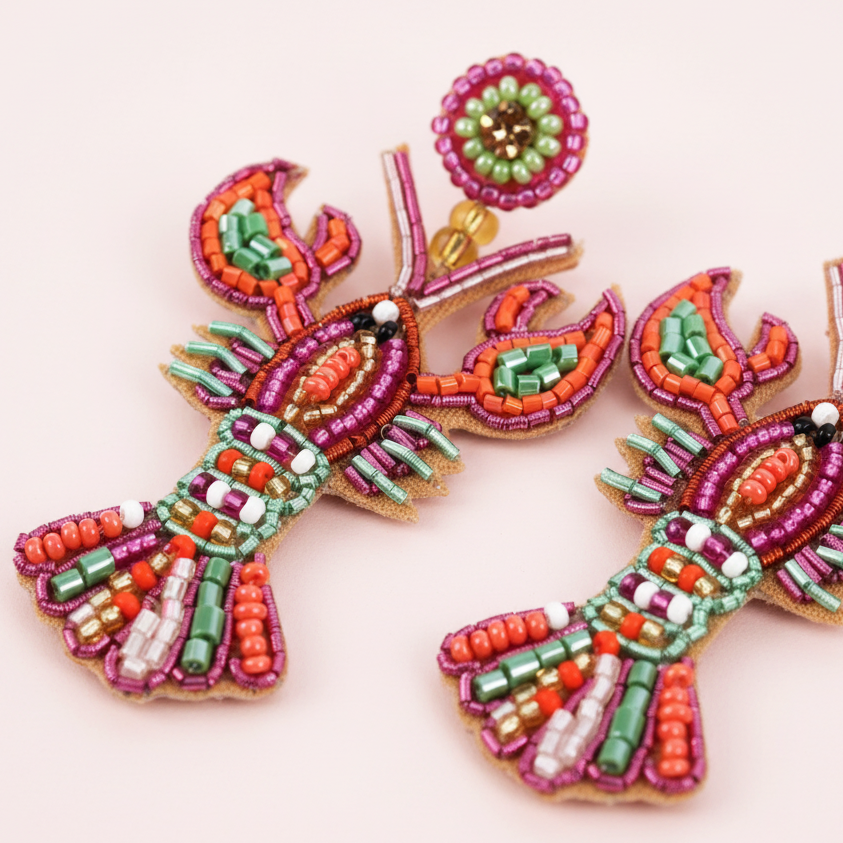 Lobster Beaded Drop Earrings - EAR1269 - Uneeka