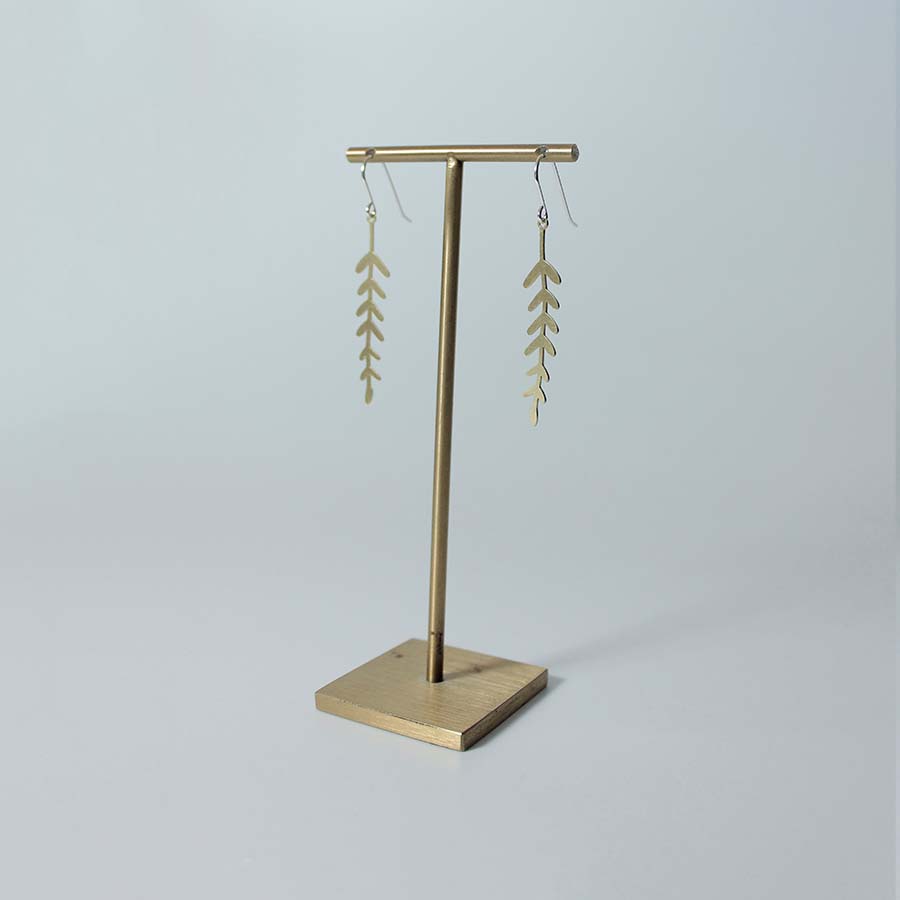 Medium Brass Assorted Shape Hoop Earrings - Long Fern