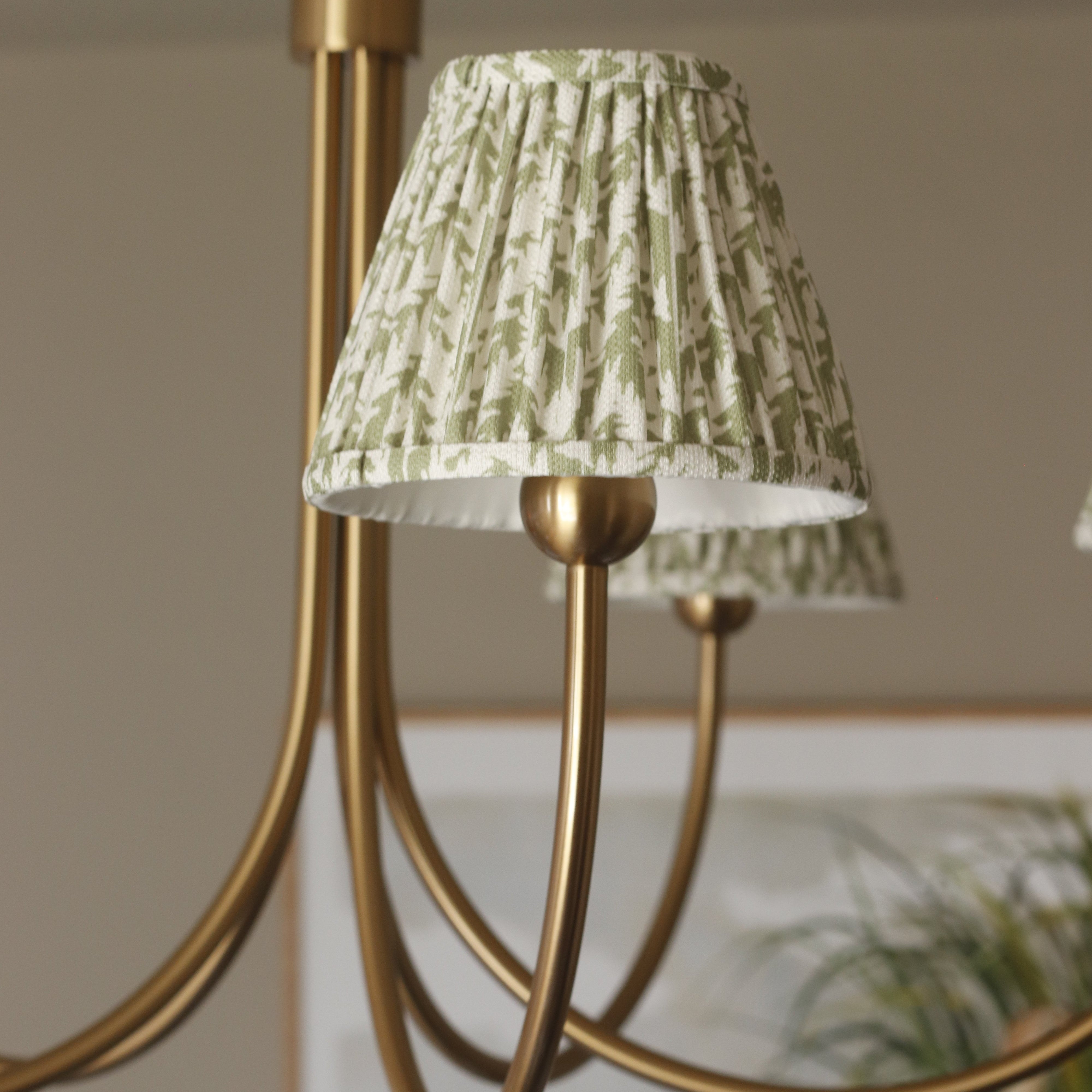 Aged Brushed Brass Curved Arm 5 Light Pendant - 112152 - Height Adjustable - Uneeka Lighting