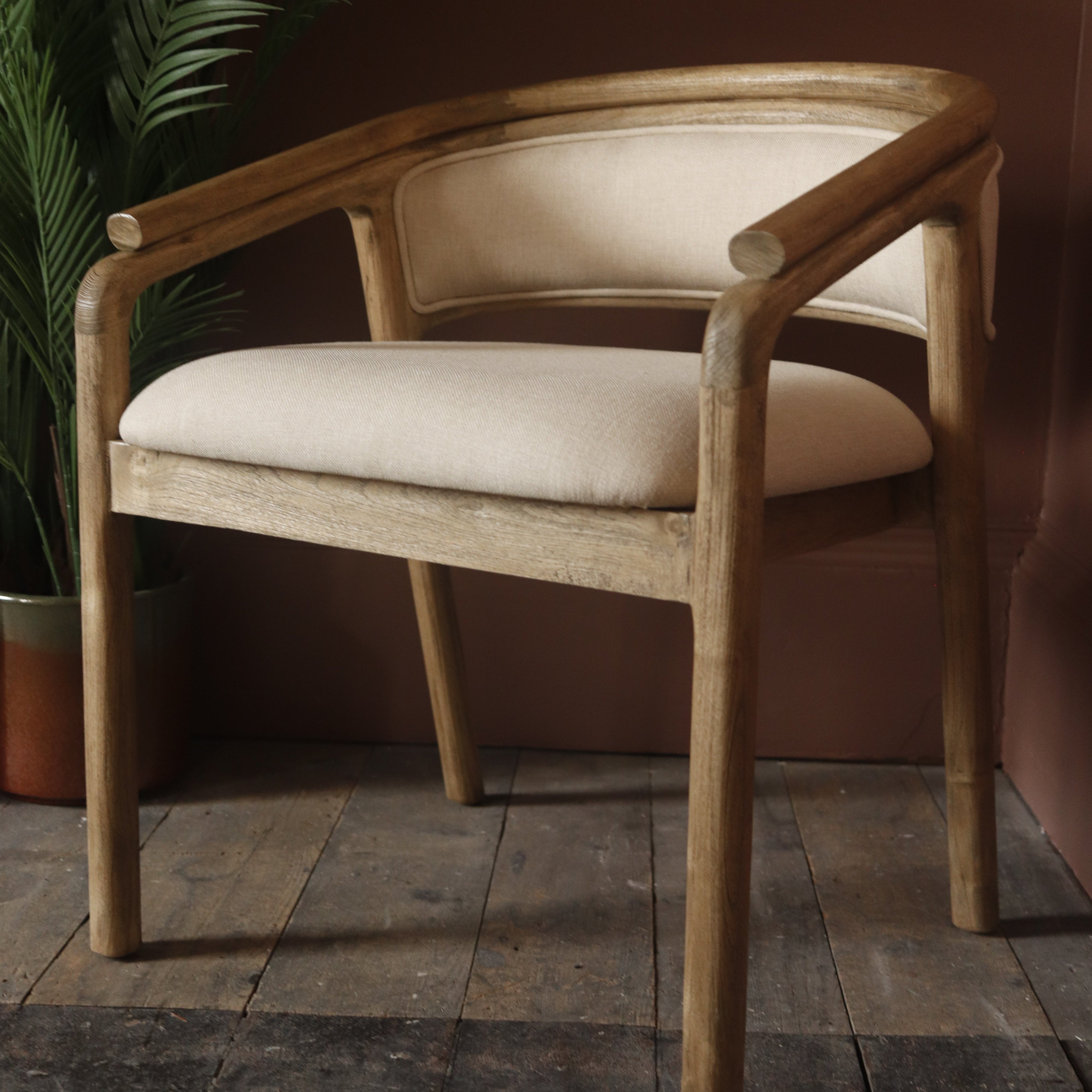 Teak Curved Back Occasional Chair -TH03  - Uneeka