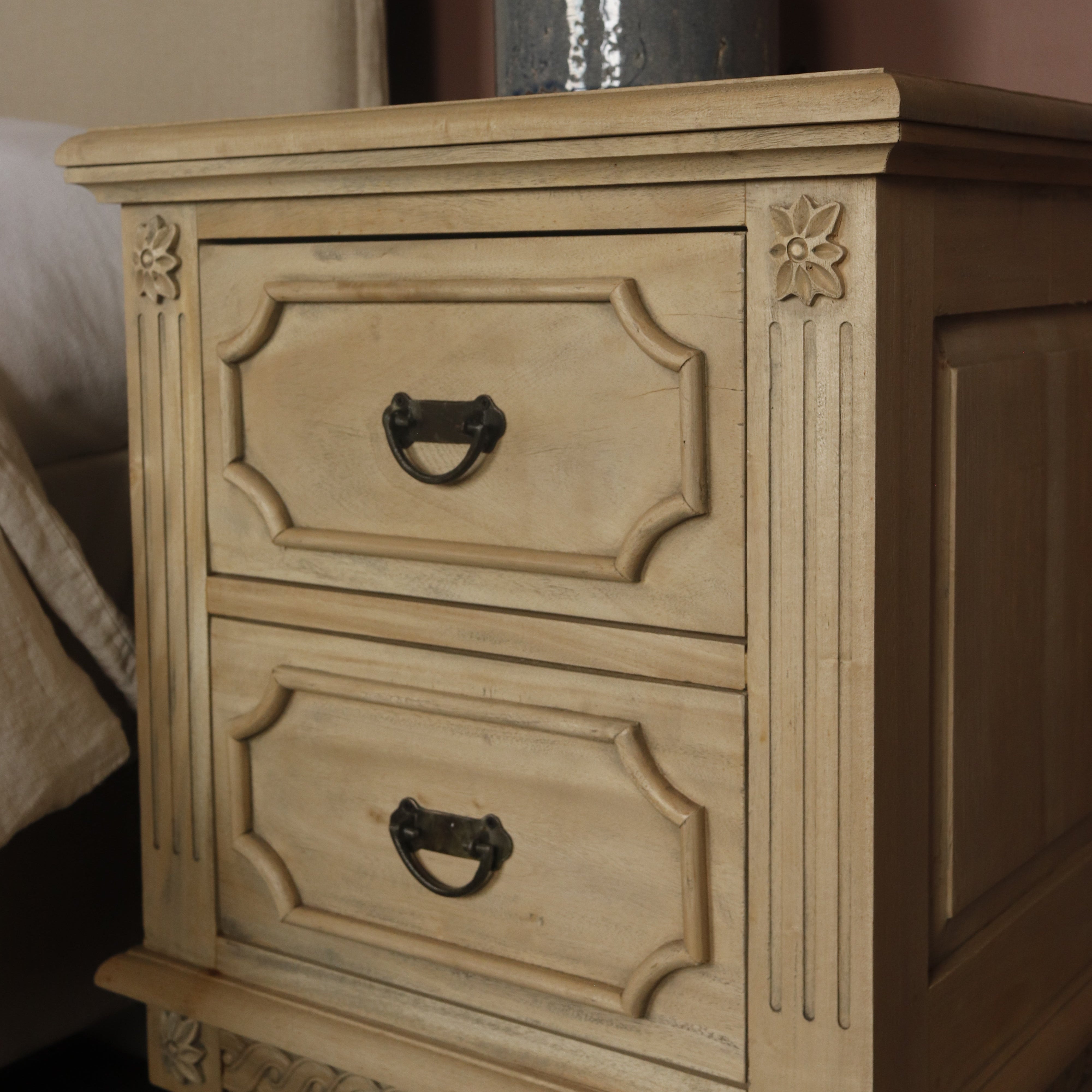 Two Drawer Vintage Bedside Table - VIN160 - Uneeka