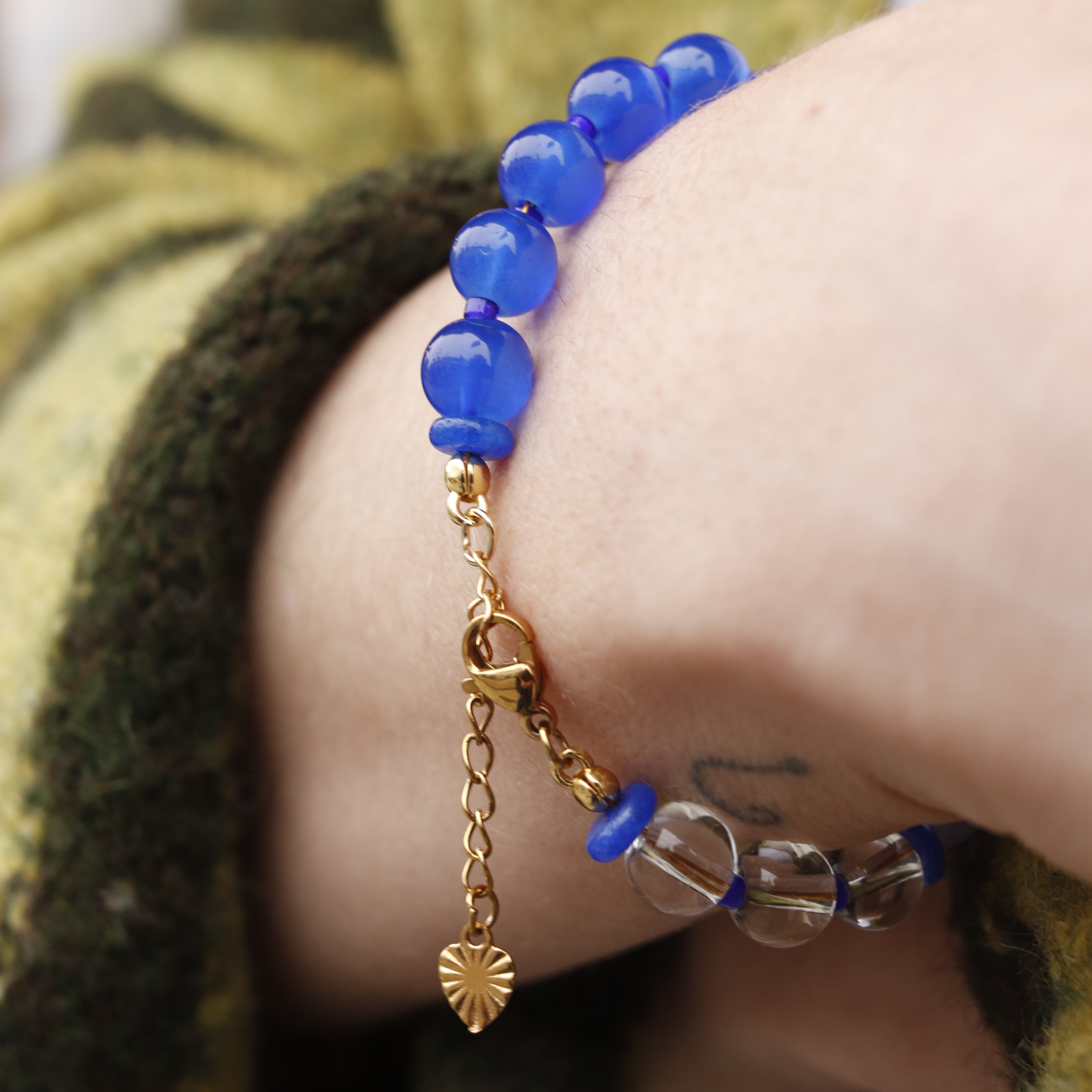 Blue & Green Mix Glass Bead Bracelet - BB03 - Uneeka