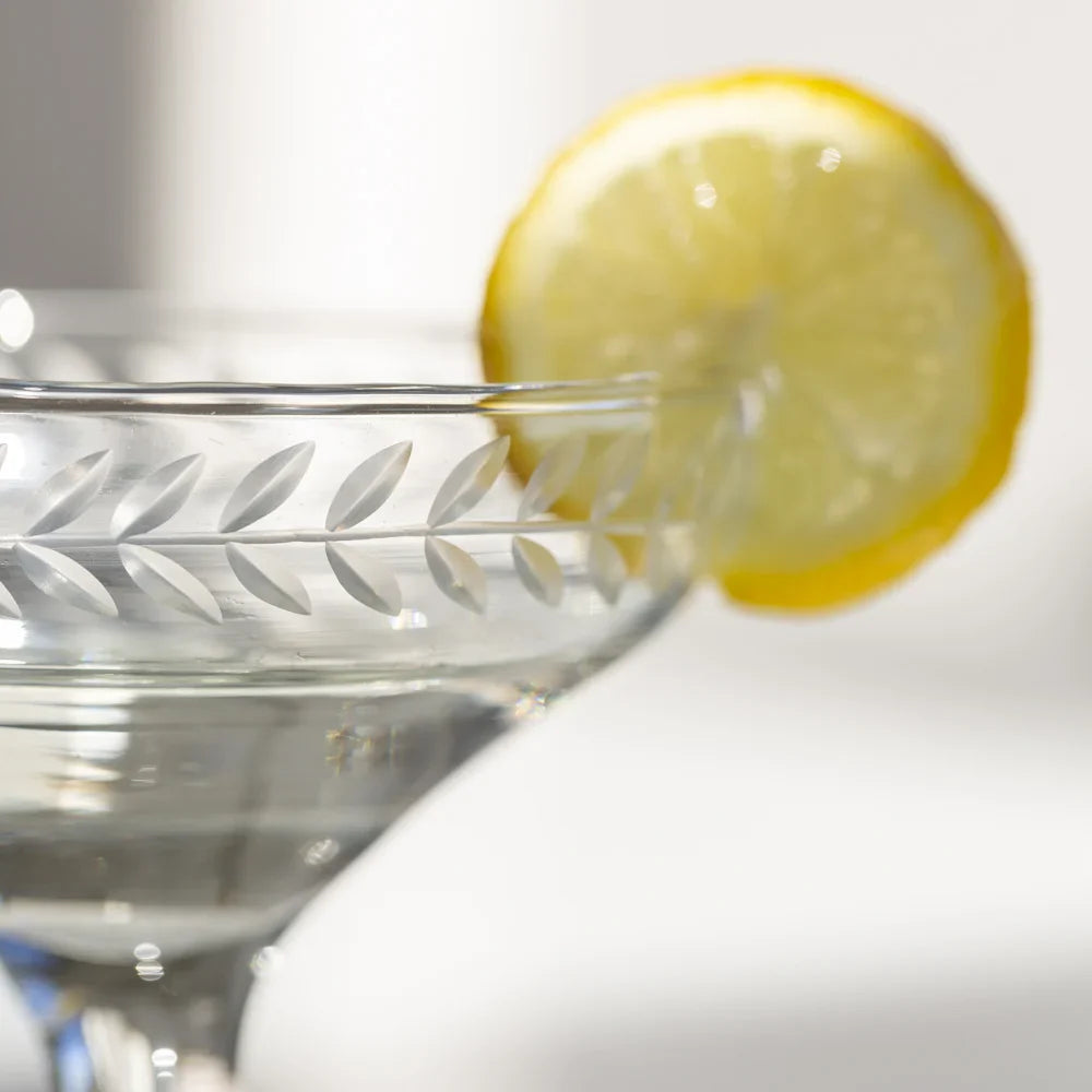 Etched Vintage Style Champagne Coupe Glass - MK817 - Uneeka