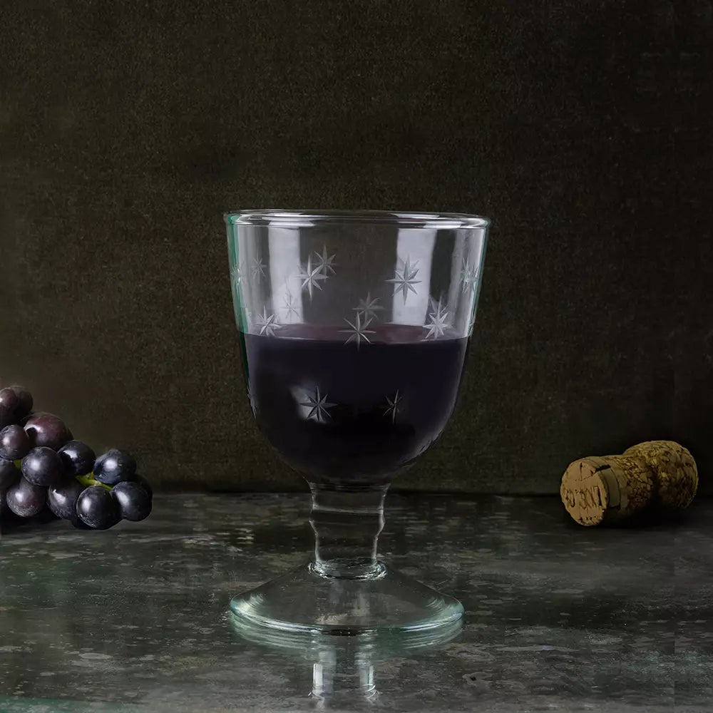 Etched Stars White Wine Glass - MK8219 - Uneeka