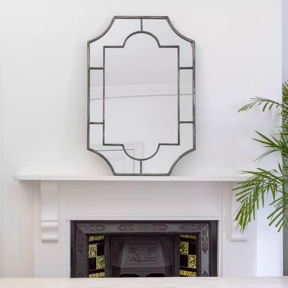 Large Art Deco Antique Silver Mirror - MQ25204 - Uneeka