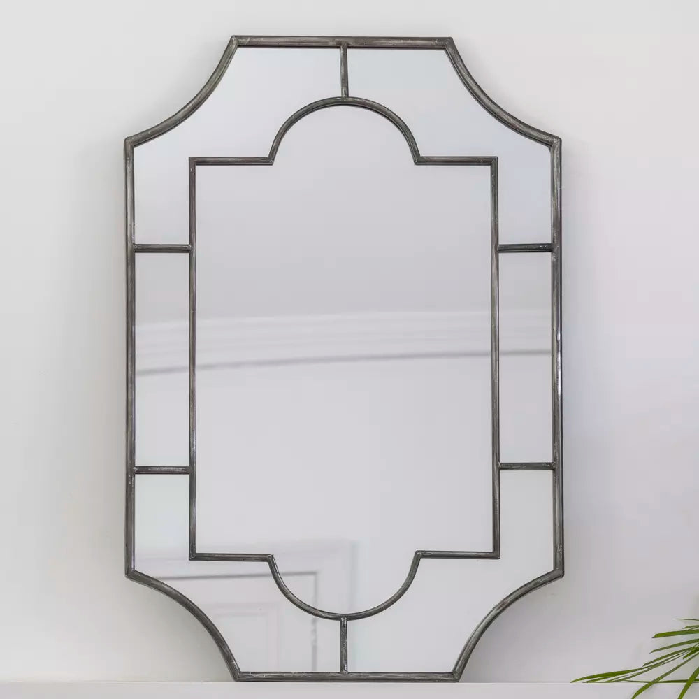 Large Art Deco Antique Silver Mirror - MQ25204 - Uneeka