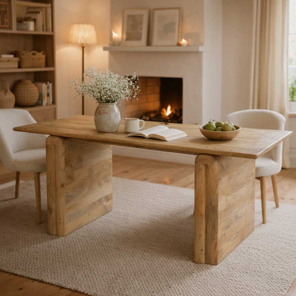 Mango Wood Block End Dining Table - 2859O - Uneeka