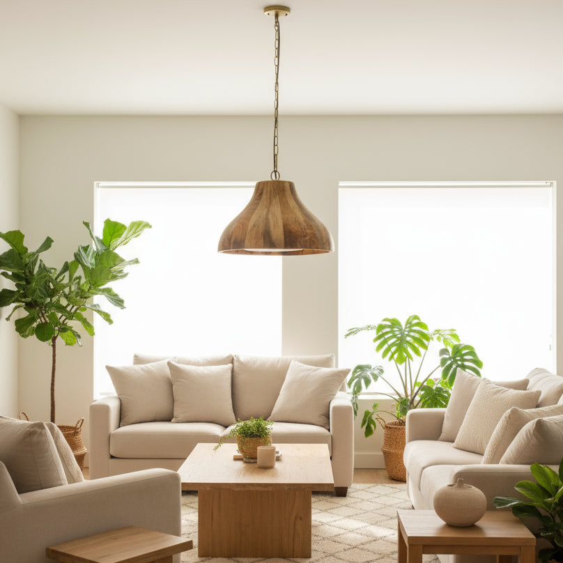 Mango Wood Canopy Pendant -  2748L - Uneeka