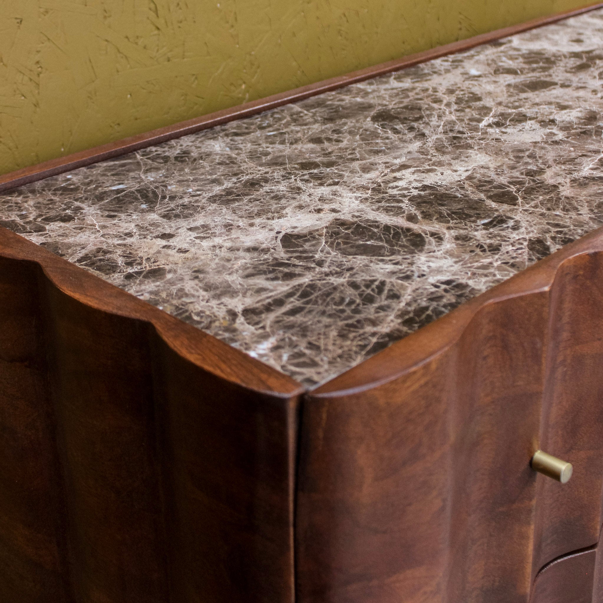 Mango Wood Chest of 3 Drawers with Marble Top 2850U - Uneeka Home