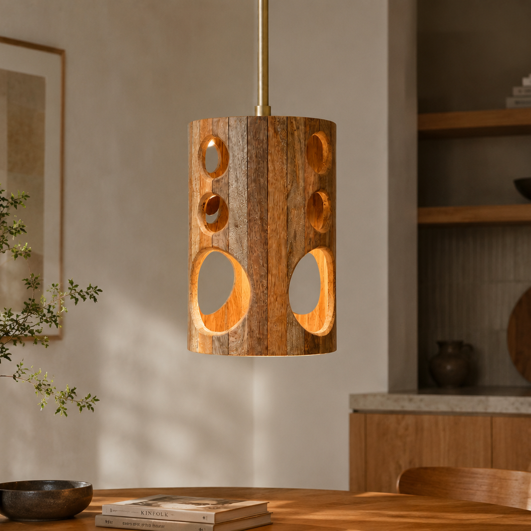 Mango Wood Circle Cut Out Pendant - Uneeka