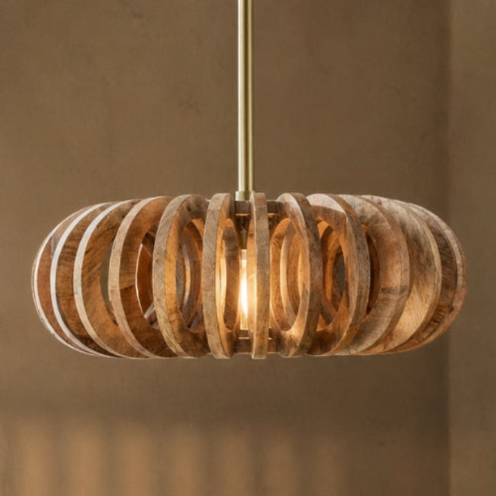 Mango Wood Ring Saucer Pendant -Uneeka