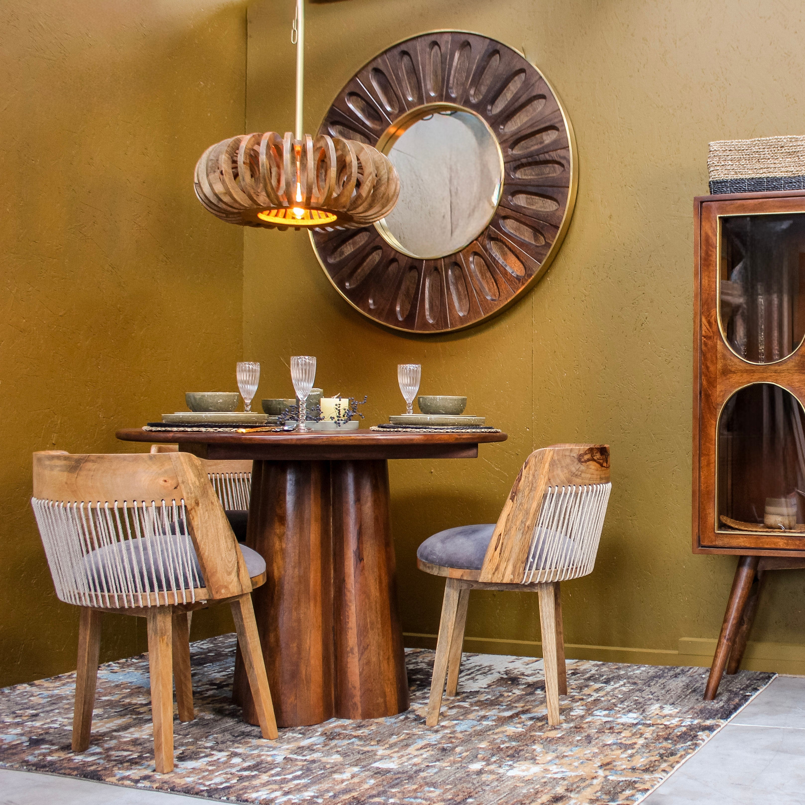 Mango Wood Ring Saucer Pendant UneekaHome