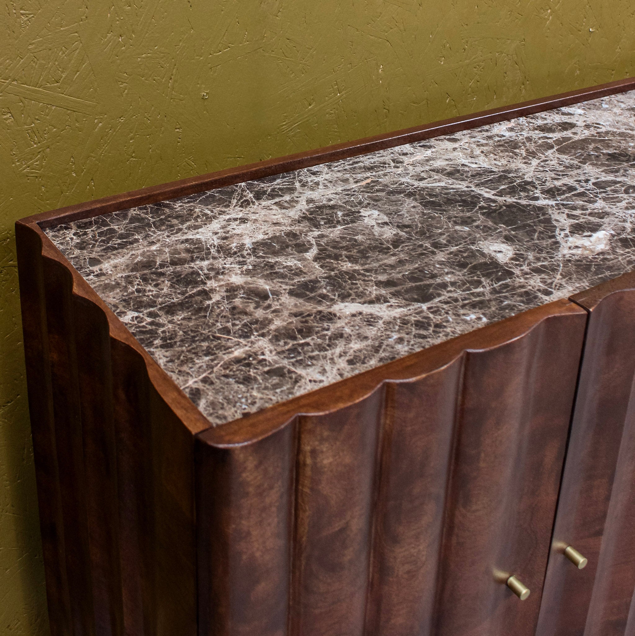 Mango Wood Sideboard with Marble Top - Uneeka Home - 2851C
