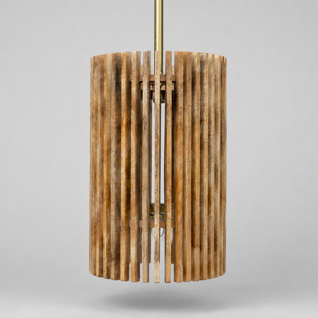 Mango Wood Slat Pendant - Medium - Uneeka