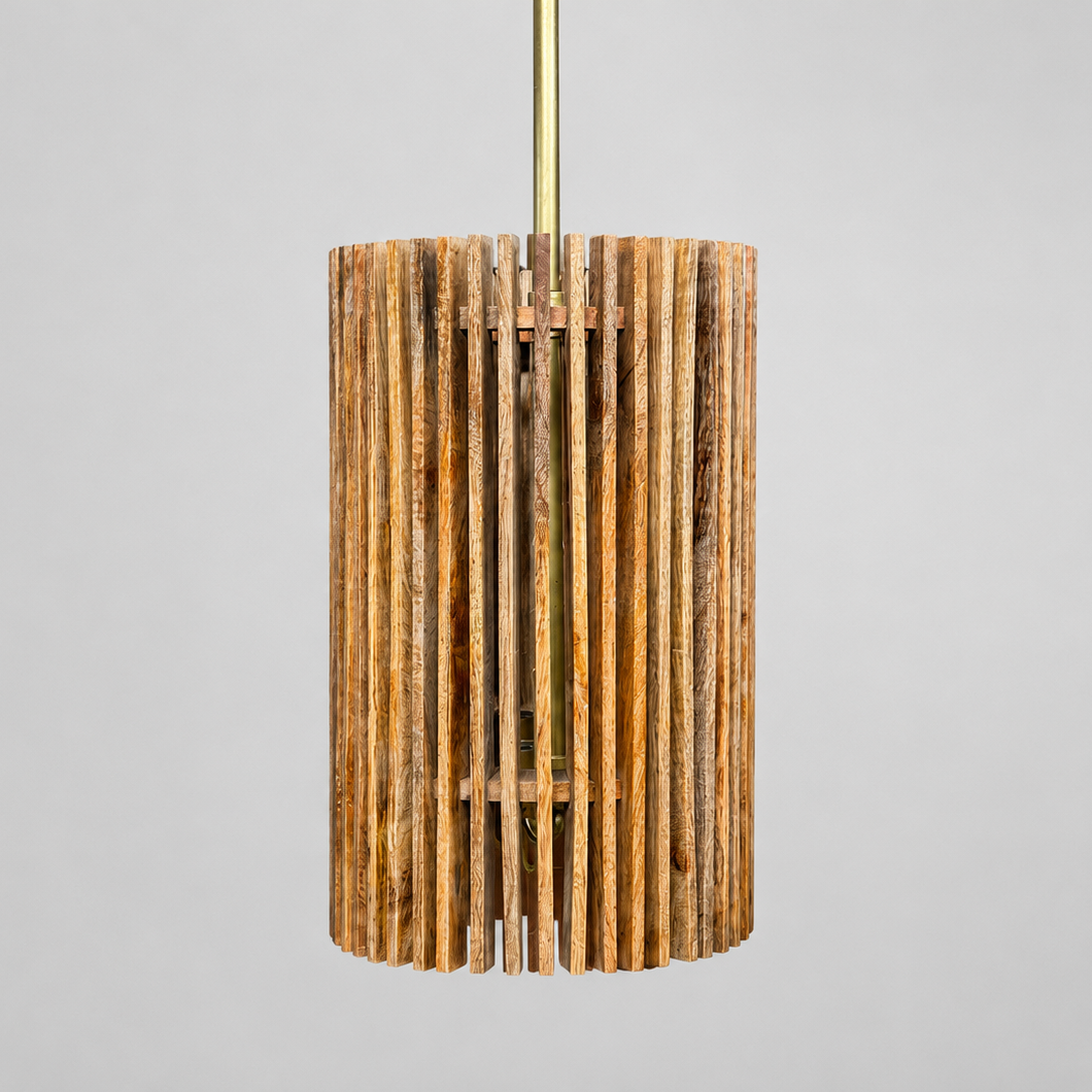 Mango Wood Slat Pendant - Small - Uneeka