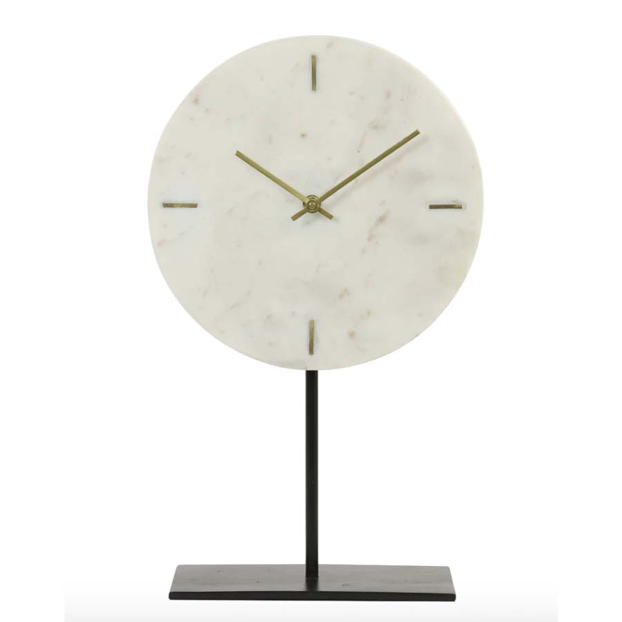 Marble Effect Standing Clock - White