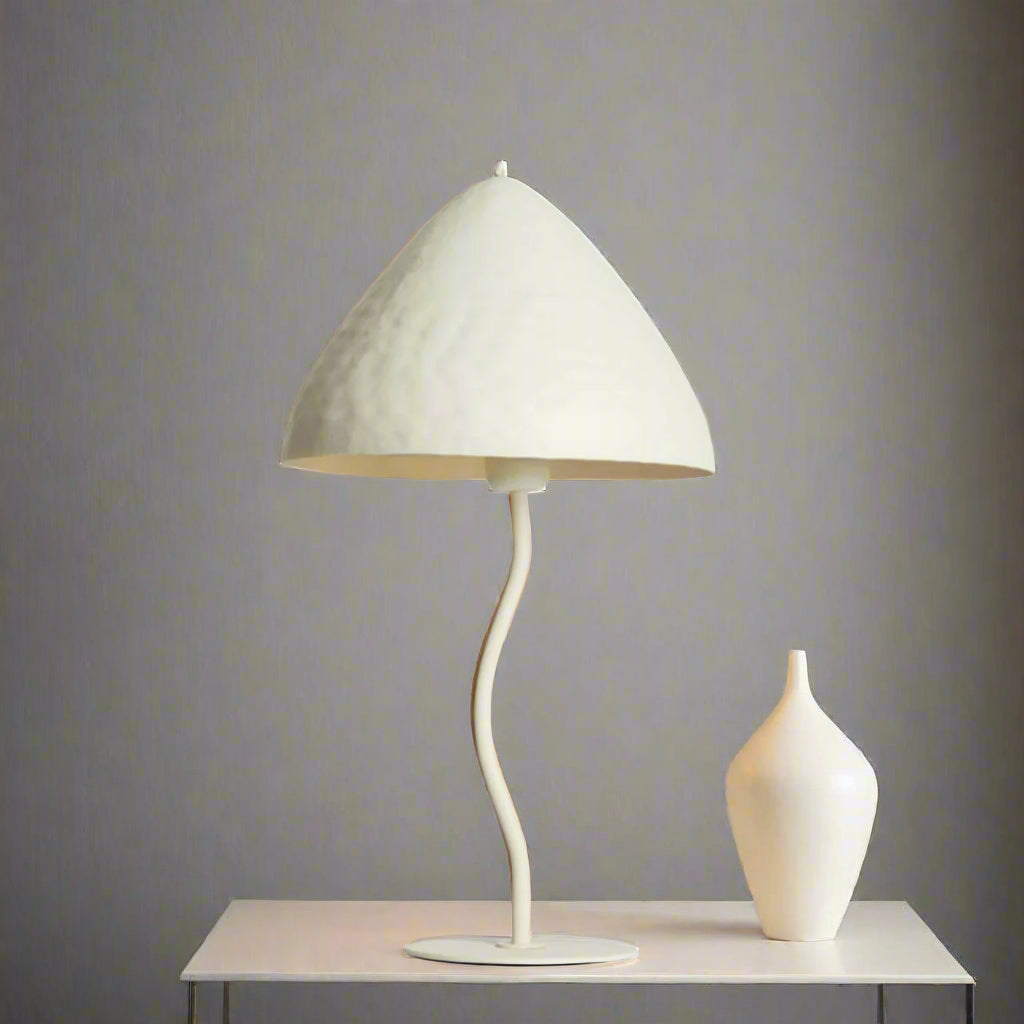 Matt Neutral Cream Cone Table Lamp - 1884443 - Lighting at Uneeka