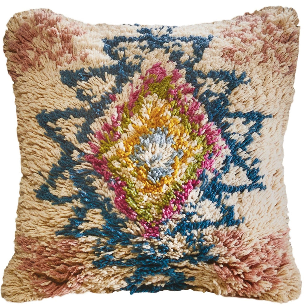 Mega Geometric Pattern Shaggy Wool Cushion