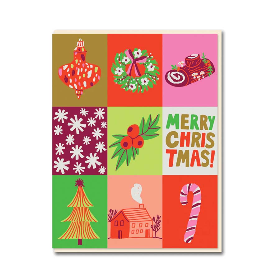 Merry Christmas Patchwork Greetings Card