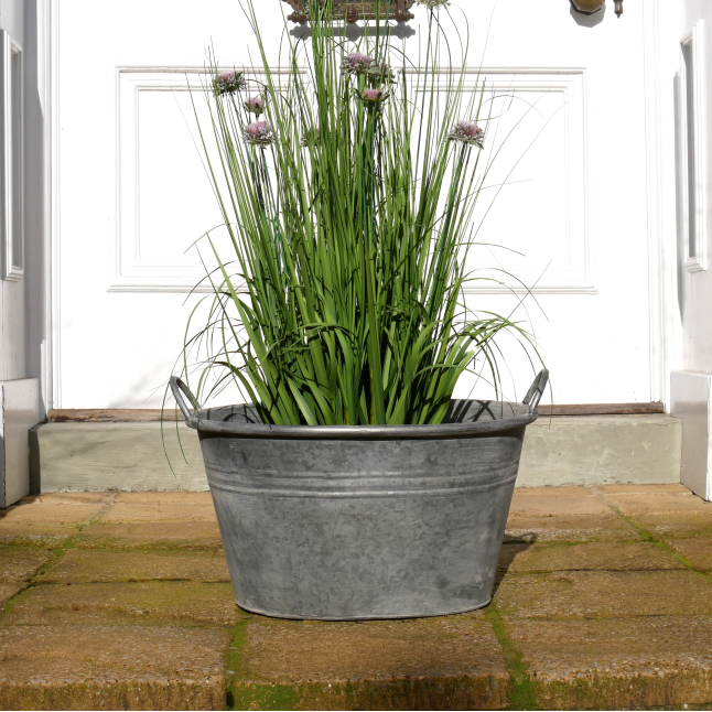 Metal Tub Planter With Handles - 9828 - Uneeka