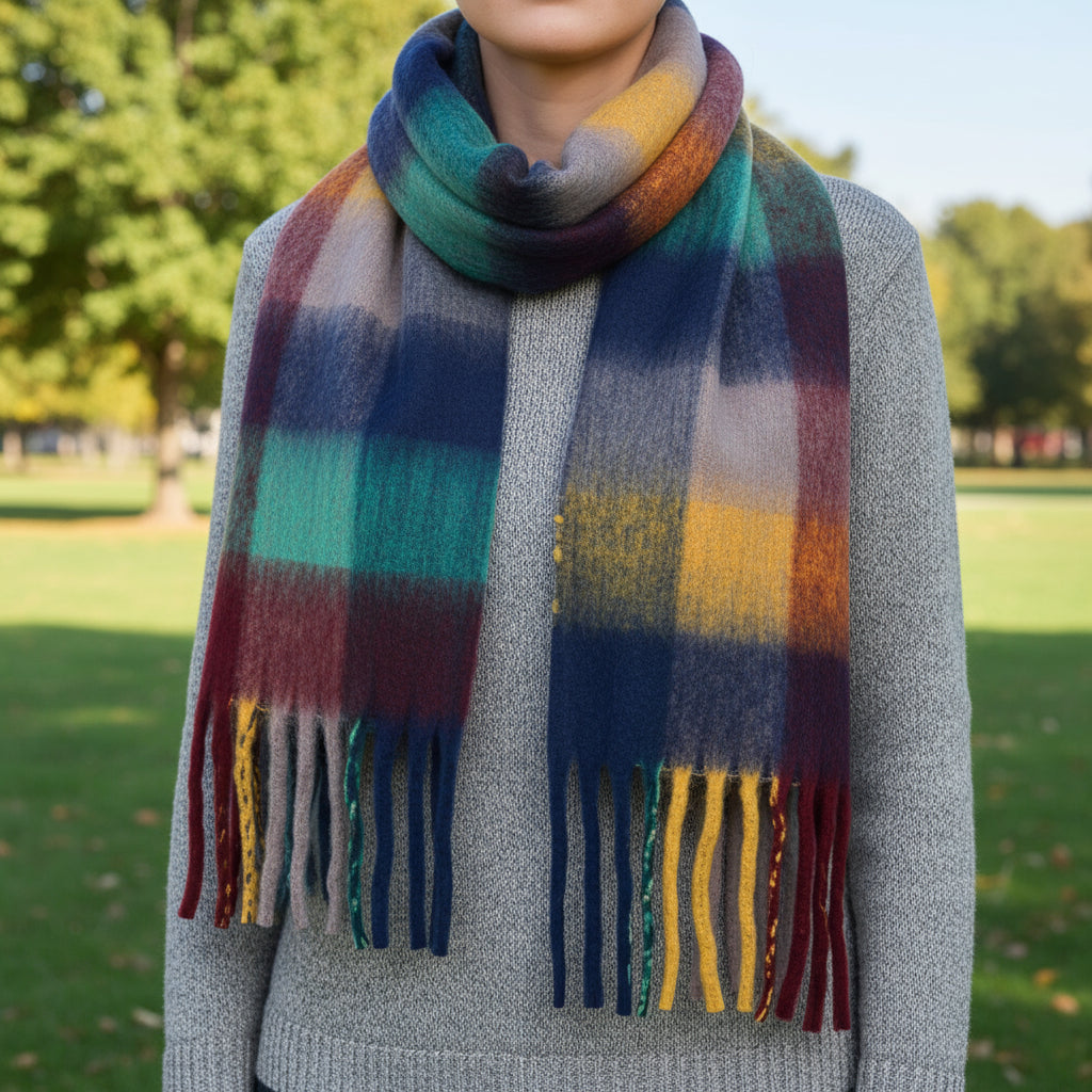 Midnight Blue Multi Colour Check Scarf - SK5651C56 - Uneeka