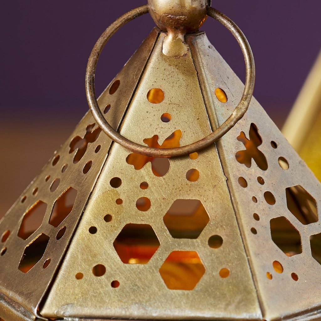 Mini Hexagon Honeycomb Bee Design Lantern close up bee cutouts
