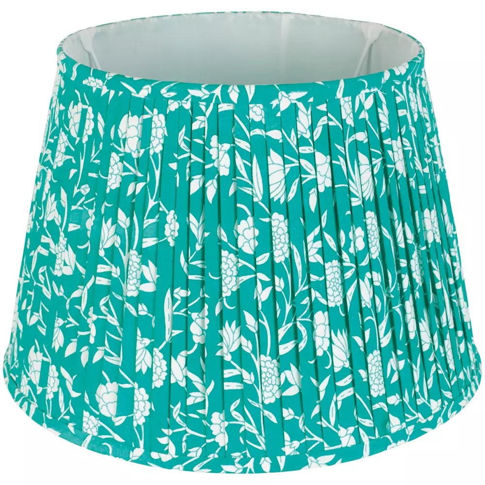 Mint Floral Pure Cotton Pleated Lampshade