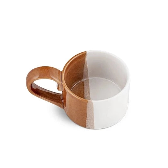 Mittee Off White & Terracotta Ceramic Teacup Tealight Holder Nkuku - sold individually birdseye view