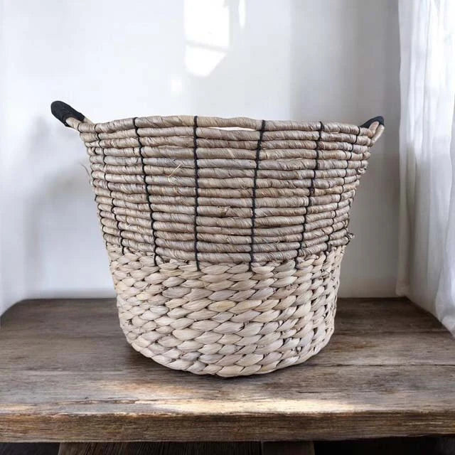 Mixed Weave Black Handle Basket - 3 sizes, sold individually - Uneeka