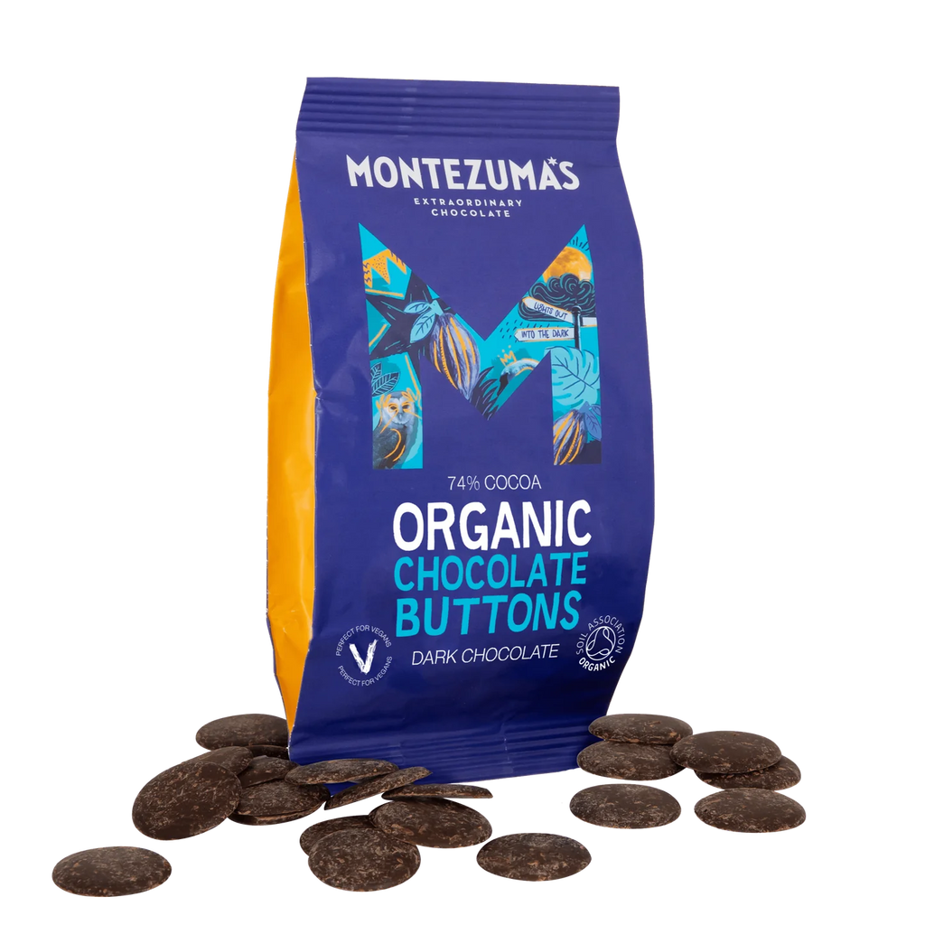 Montezuma's Organic Vegan 74% Dark Chocolate Buttons - Vegan Chocolate at Uneeka