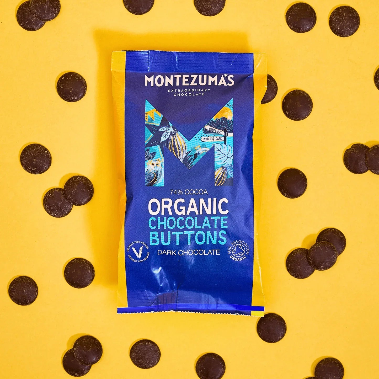 Montezuma's Organic Vegan 74% Dark Chocolate Buttons - Vegan Chocolate at Uneeka