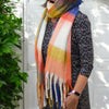 Multi Colour Blue & Orange Tones Check Scarf - SKB005C08 - Uneeka