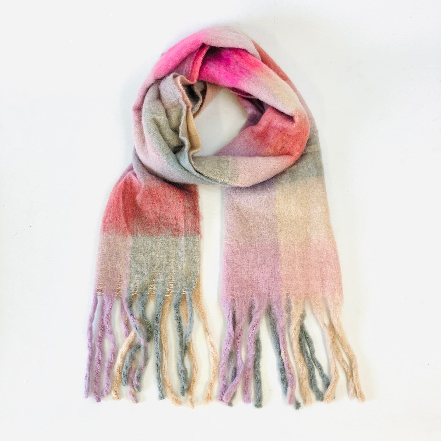 Multi Colour Pink Check Scarf - Uneeka