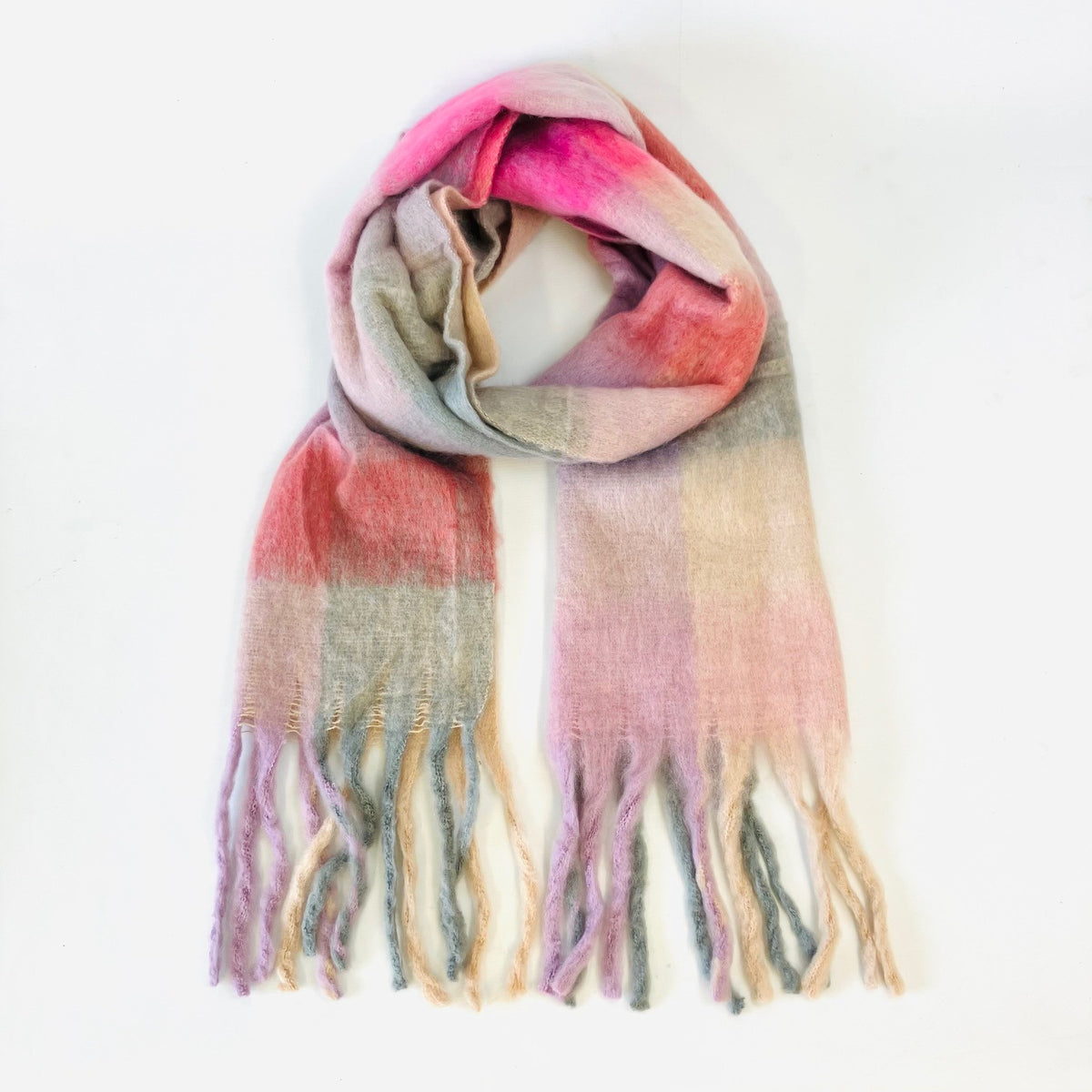Multi Colour Pink Check Scarf - Uneeka