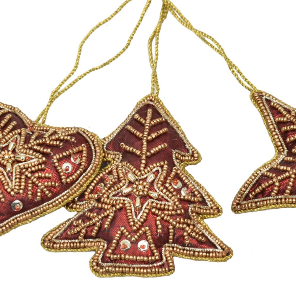 Embellished Red & Gold Hanging Decoration - NA232096A - Uneeka