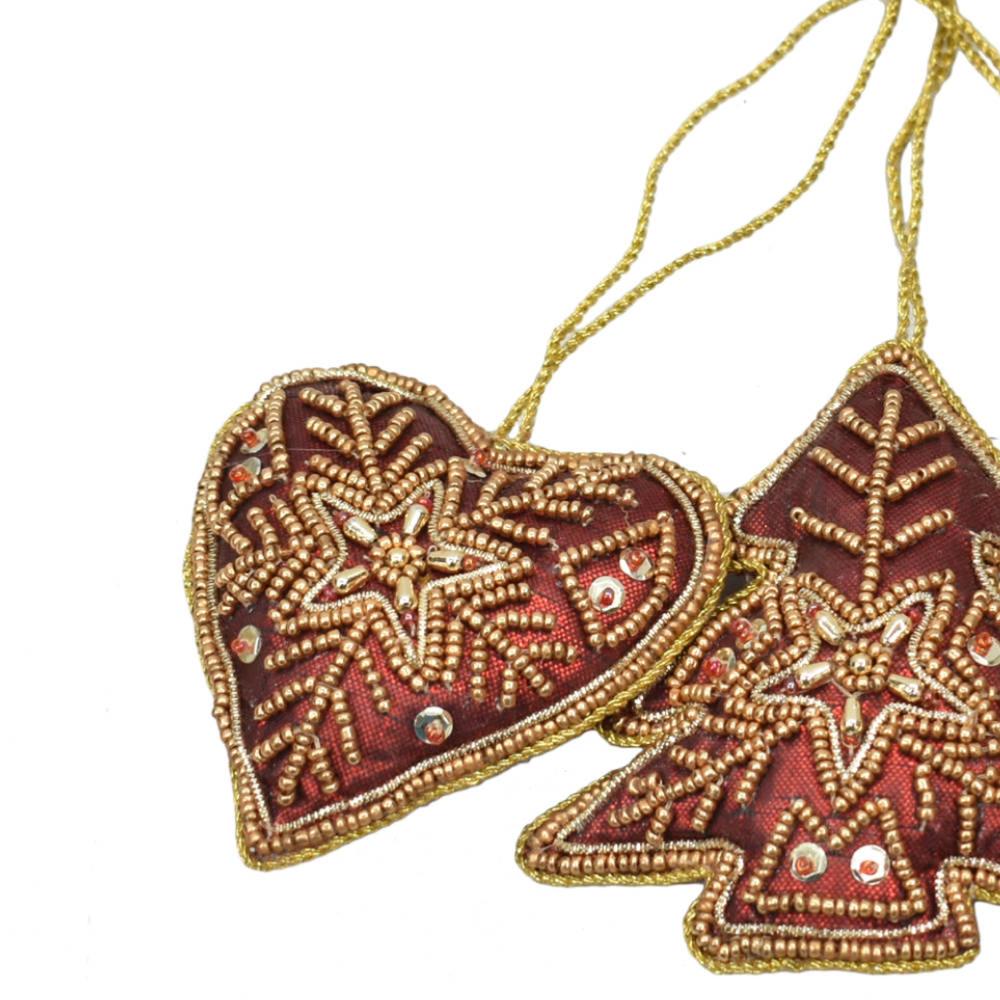 Embellished Red & Gold Hanging Decoration - NA232096B - Uneeka