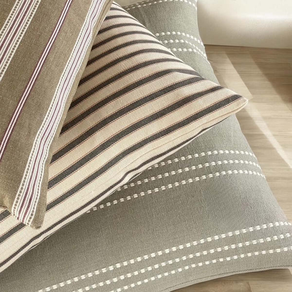 Narrow Brown Stripe Print Cushion - Yarn Striped, Micro Down cushion pad - Uneeka