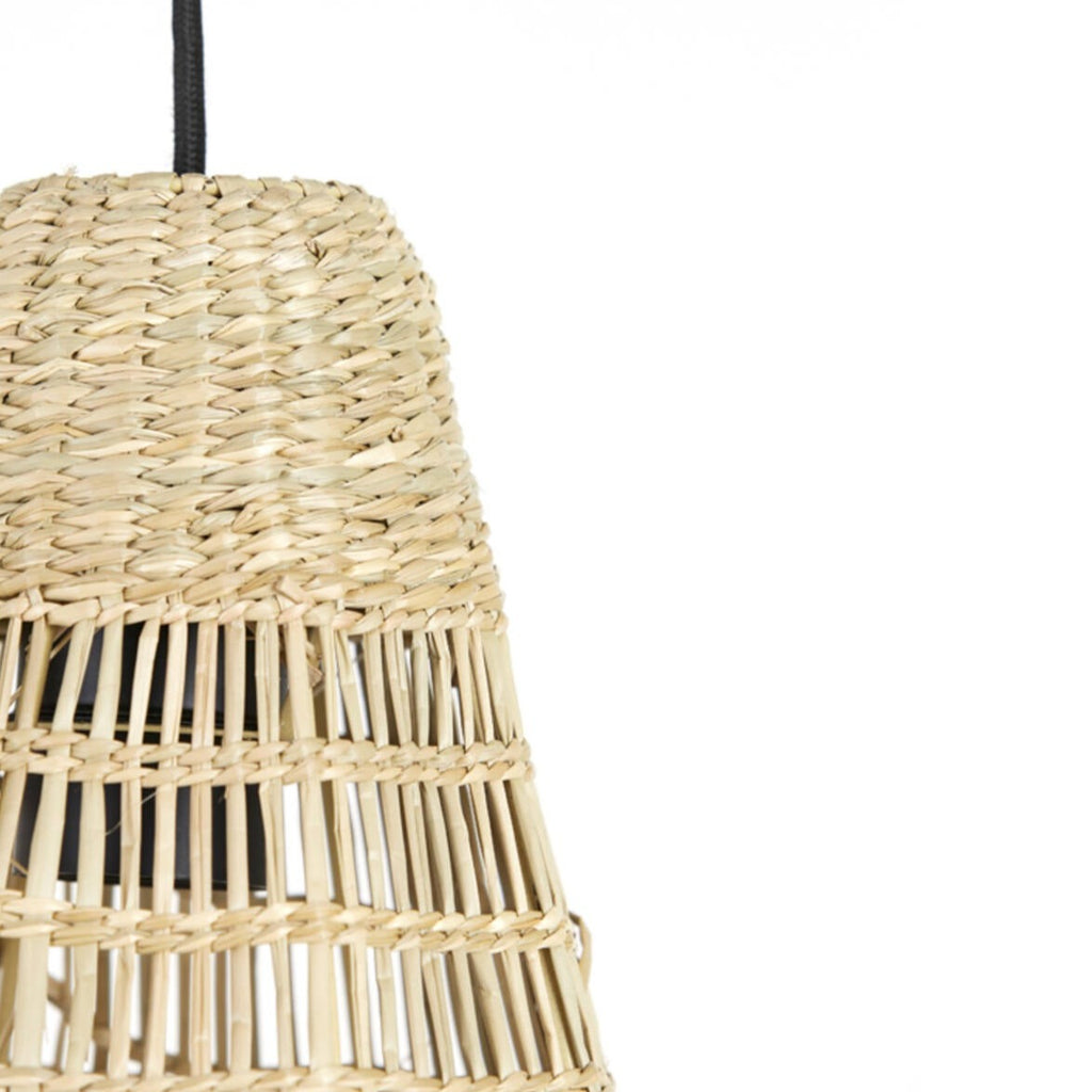Natural Seagrass Conical Style Hanging Lamp close up 