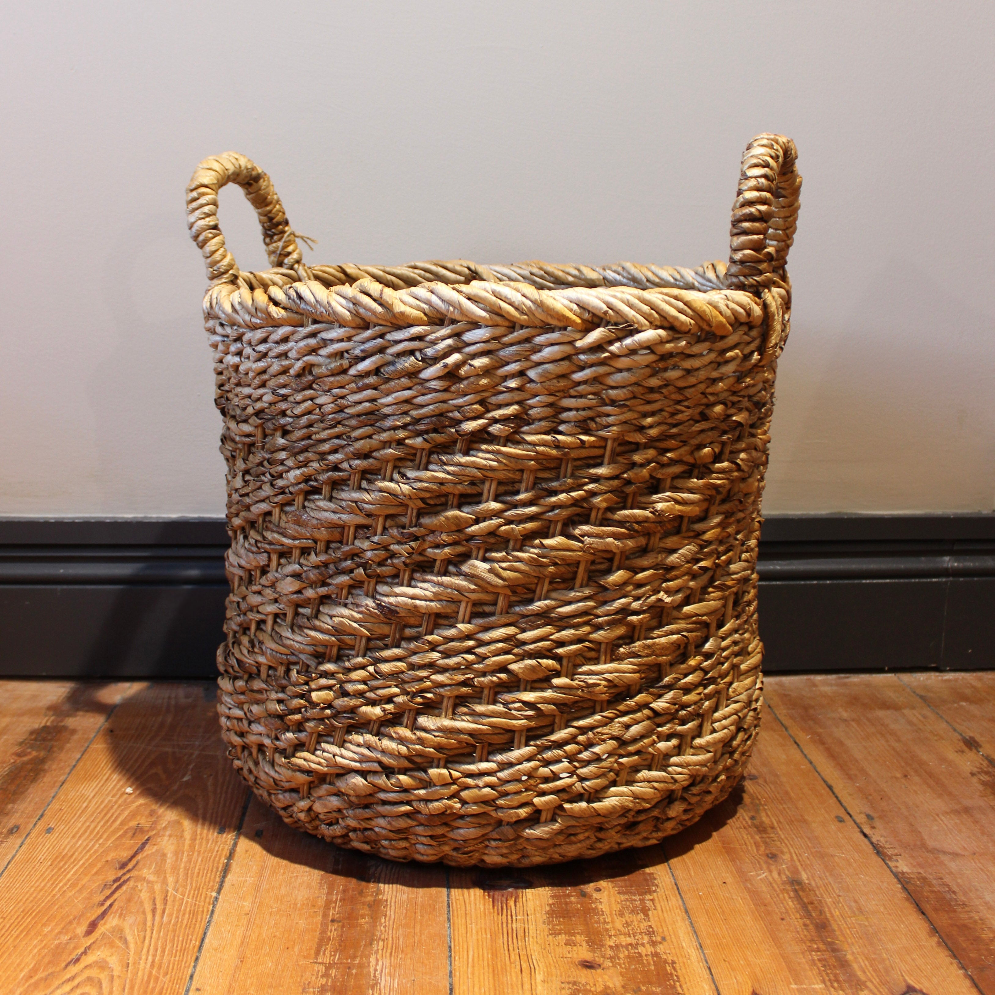 Natural Banana Fibre Spiral Design Basket - Large - Uneeka