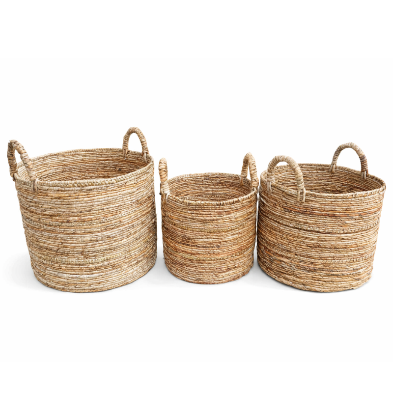 Natural Banana Fibre Twist Basket - P1020 - Uneeka