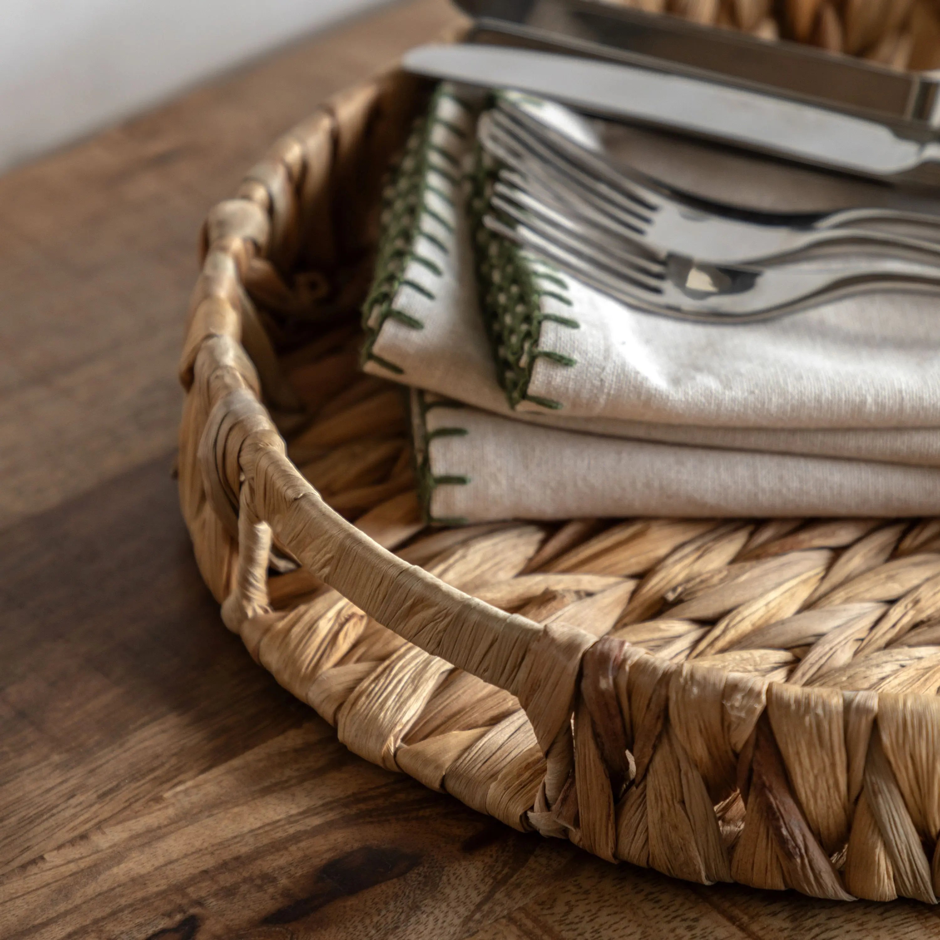 Natural Hyacinth Woven Set of 2 Trays - 5061087223930 wye - Uneeka