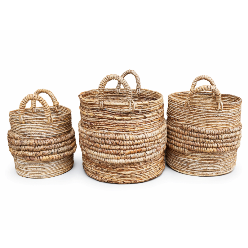 Natural Looped Banana Fibre Basket - 
P1184 - Uneeka