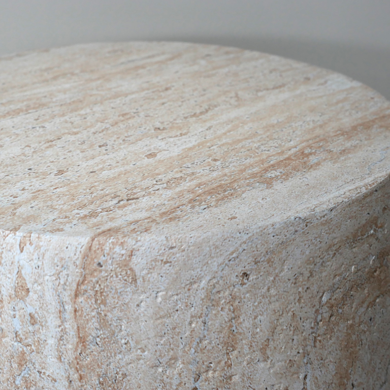 Natural Stone Effect Drum Side Table - 12177 - Uneeka